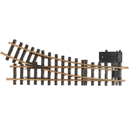 Schaal G - LGB rails 16050 Wissel, Elektrisch, Rechts 440 mm 22.5° 1243 mm
